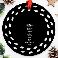 Keep Calm And Carry On My Wayward Son Ornament (round Filigree) 