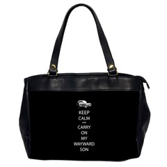 Keep Calm And Carry On My Wayward Son Oversize Office Handbag (two Sides) by TheFandomWard