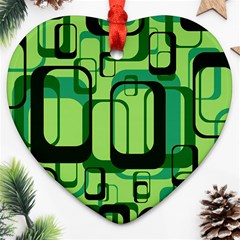 Retro Pattern 1971 Green Ornament (heart)  by ImpressiveMoments