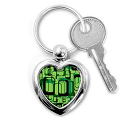 Retro Pattern 1971 Green Key Chains (heart)  by ImpressiveMoments