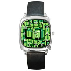 Retro Pattern 1971 Green Square Metal Watches by ImpressiveMoments