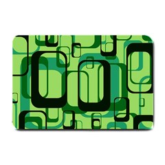 Retro Pattern 1971 Green Small Doormat  by ImpressiveMoments