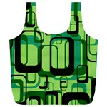 Retro Pattern 1971 Green Full Print Recycle Bags (L)  Front