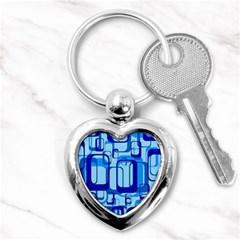 Retro Pattern 1971 Blue Key Chains (heart)  by ImpressiveMoments