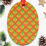 70s Green Orange Pattern Ornament (Oval)  Front