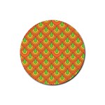 70s Green Orange Pattern Rubber Coaster (Round)  Front