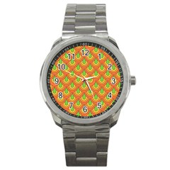 70s Green Orange Pattern Sport Metal Watches by ImpressiveMoments