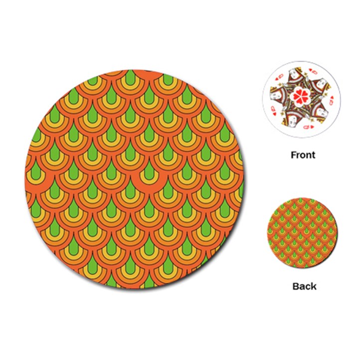 70s Green Orange Pattern Playing Cards (Round) 