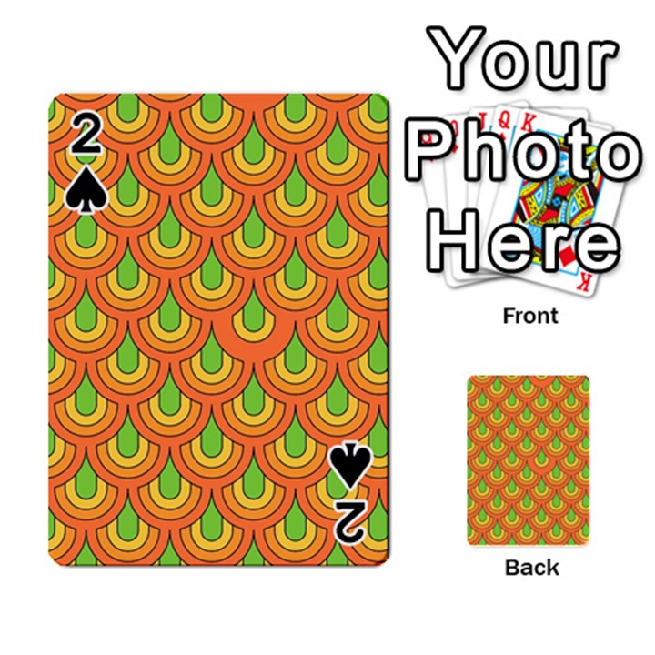 70s Green Orange Pattern Playing Cards 54 Designs 