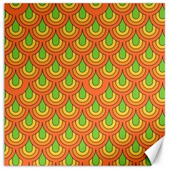 70s Green Orange Pattern Canvas 12  x 12  