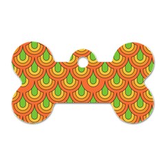 70s Green Orange Pattern Dog Tag Bone (two Sides) by ImpressiveMoments