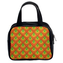 70s Green Orange Pattern Classic Handbags (2 Sides) by ImpressiveMoments