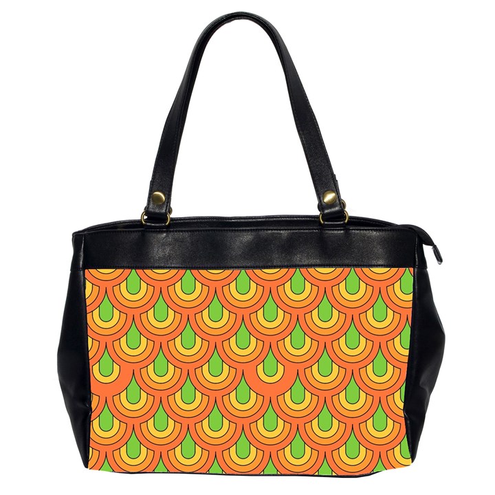 70s Green Orange Pattern Office Handbags (2 Sides) 