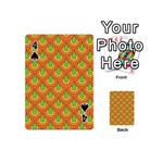 70s Green Orange Pattern Playing Cards 54 (Mini)  Front - Spade4