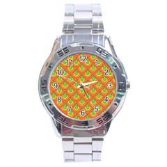 70s Green Orange Pattern Stainless Steel Men s Watch