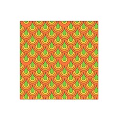 70s Green Orange Pattern Satin Bandana Scarf