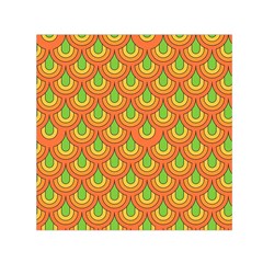 70s Green Orange Pattern Small Satin Scarf (Square) 