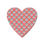 70s Peach Aqua Pattern Heart Magnet Front