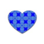 Retro Blue Pattern Rubber Coaster (Heart)  Front