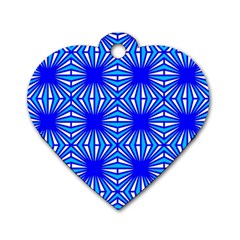 Retro Blue Pattern Dog Tag Heart (two Sides) by ImpressiveMoments