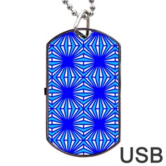 Retro Blue Pattern Dog Tag Usb Flash (one Side) by ImpressiveMoments