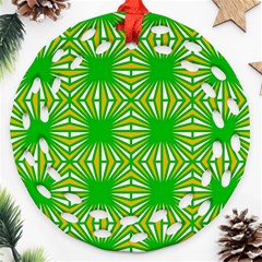 Retro Green Pattern Round Filigree Ornament (2side) by ImpressiveMoments