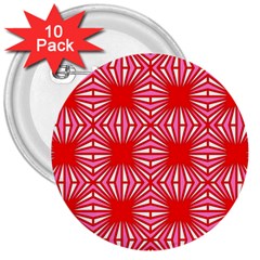 Retro Red Pattern 3  Buttons (10 Pack)  by ImpressiveMoments