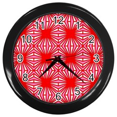 Retro Red Pattern Wall Clocks (black) by ImpressiveMoments