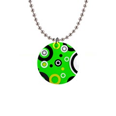 Florescent Green Yellow Abstract  Button Necklaces by OCDesignss