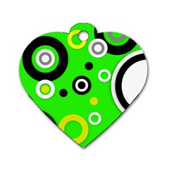 Florescent Green Yellow Abstract  Dog Tag Heart (two Sides) by OCDesignss