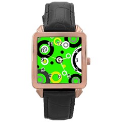 Florescent Green Yellow Abstract  Rose Gold Watches by OCDesignss