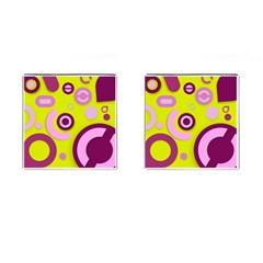 Florescent Yellow Pink Abstract  Cufflinks (square) by OCDesignss