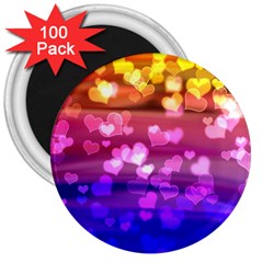 Lovely Hearts, Bokeh 3  Magnets (100 Pack) by ImpressiveMoments