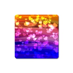 Lovely Hearts, Bokeh Square Magnet by ImpressiveMoments