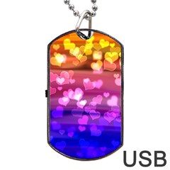 Lovely Hearts, Bokeh Dog Tag Usb Flash (two Sides)  by ImpressiveMoments