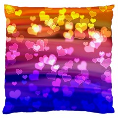 Lovely Hearts, Bokeh Large Flano Cushion Cases (two Sides)  by ImpressiveMoments