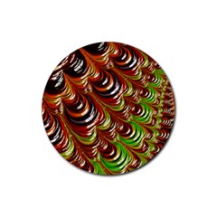 Special Fractal 31 Green,brown Rubber Round Coaster (4 Pack)  by ImpressiveMoments