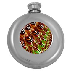 Special Fractal 31 Green,brown Round Hip Flask (5 Oz) by ImpressiveMoments