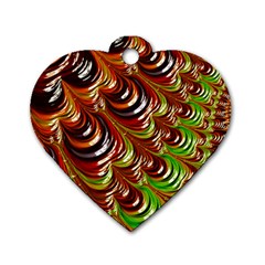 Special Fractal 31 Green,brown Dog Tag Heart (two Sides) by ImpressiveMoments