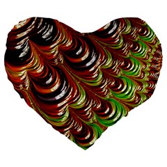 Special Fractal 31 Green,brown Large 19  Premium Heart Shape Cushions by ImpressiveMoments