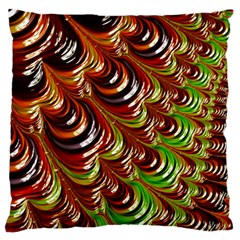 Special Fractal 31 Green,brown Large Flano Cushion Cases (one Side)  by ImpressiveMoments