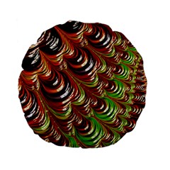 Special Fractal 31 Green,brown Standard 15  Premium Flano Round Cushions by ImpressiveMoments