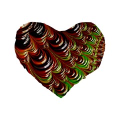 Special Fractal 31 Green,brown Standard 16  Premium Flano Heart Shape Cushions by ImpressiveMoments