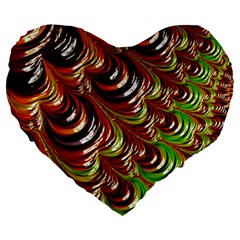 Special Fractal 31 Green,brown Large 19  Premium Flano Heart Shape Cushions by ImpressiveMoments