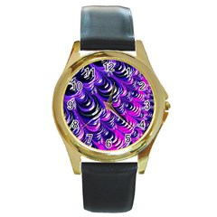 Special Fractal 31pink,purple Round Gold Metal Watches by ImpressiveMoments