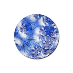 Special Fractal 17 Blue Rubber Coaster (round)  by ImpressiveMoments