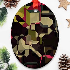 Techno Puzzle Oval Ornament (two Sides) by LalyLauraFLM