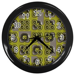 Plastic Shapes Pattern Wall Clock (black) by LalyLauraFLM