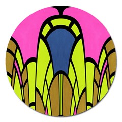 Distorted Symmetrical Shapes Magnet 5  (round) by LalyLauraFLM