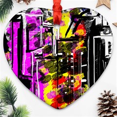 Abstract City View Ornament (heart)  by digitaldivadesigns